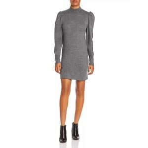 WAYF NWT Lola Puff Sleeve Dark Grey Sweater Dress Size XL
